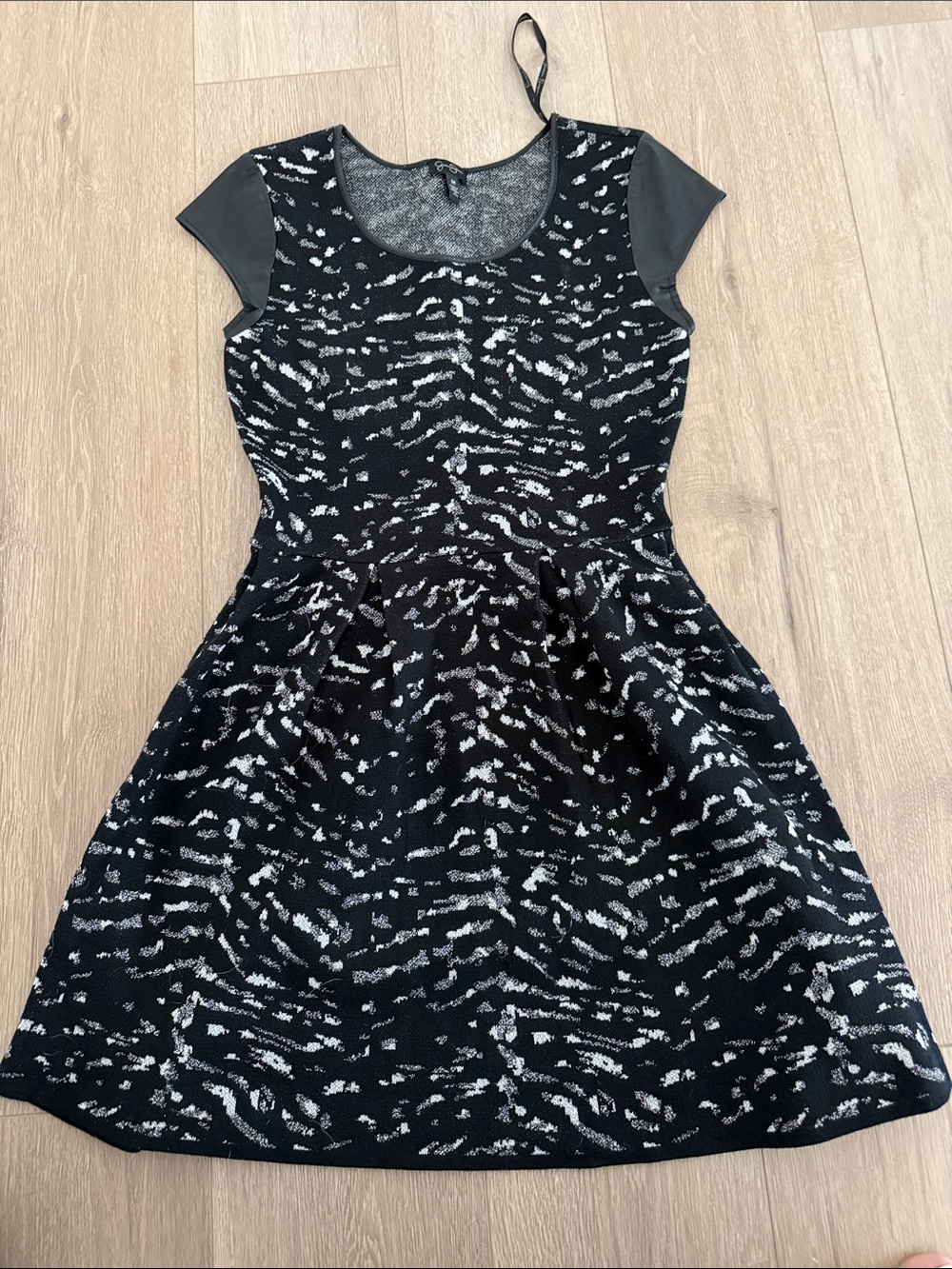Jessica Simpson Black and Silver Printed Fit & Flare Mini Dress